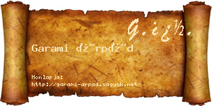 Garami Árpád névjegykártya
